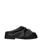 The Attico Black Leather Slippers