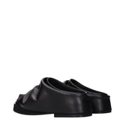The Attico Black Leather Slippers