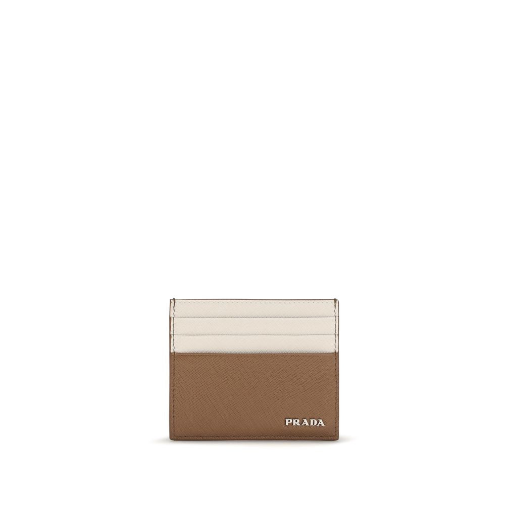 Prada Beige Saffiano Calf Leather Card Holder