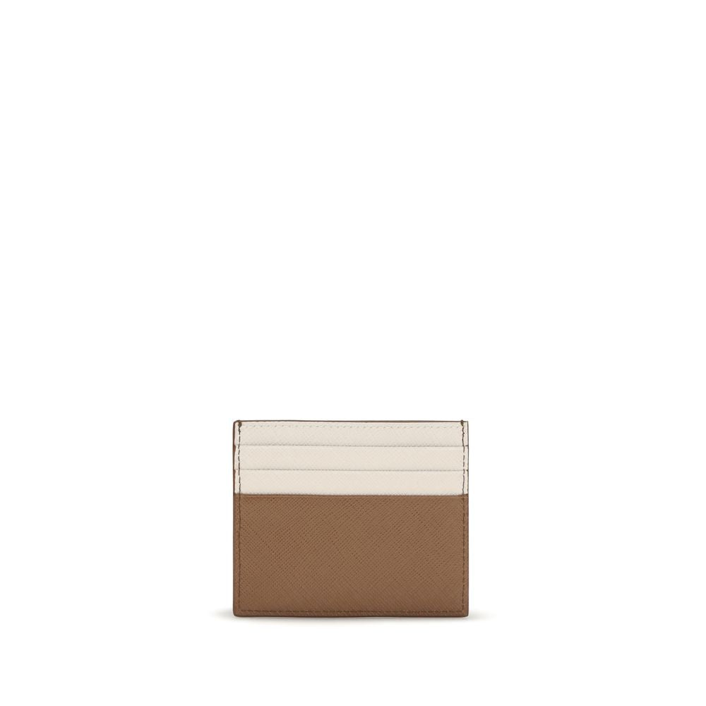 Prada Beige Saffiano Calf Leather Card Holder
