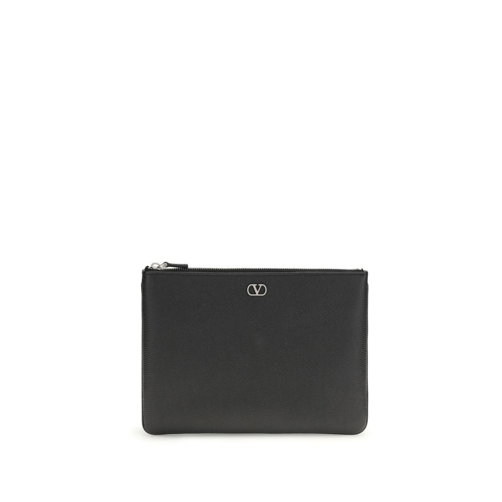 Valentino Garavani Black Calf Leather Pouch