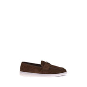 Prada Brown Calf Leather Slip-On Loafers with Almond Toe