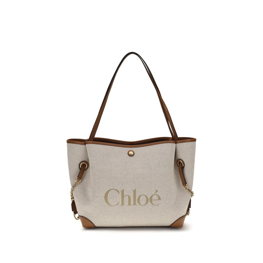 Chloé Beige Cotton Canvas Clover Tote Bag