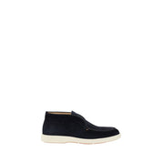 Santoni Blue Calf Leather Ankle Boots