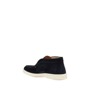 Santoni Blue Calf Leather Ankle Boots