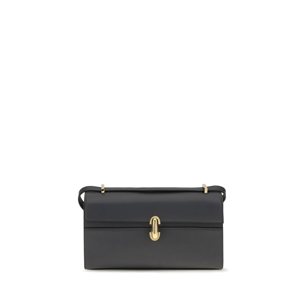 Savette Gray Calf Leather Shoulder Bag