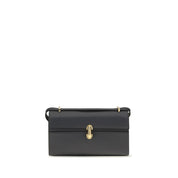 Savette Gray Calf Leather Shoulder Bag