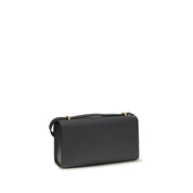 Savette Gray Calf Leather Shoulder Bag