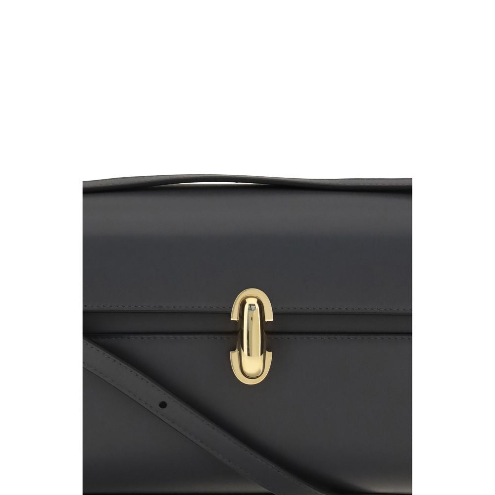 Savette Gray Calf Leather Shoulder Bag