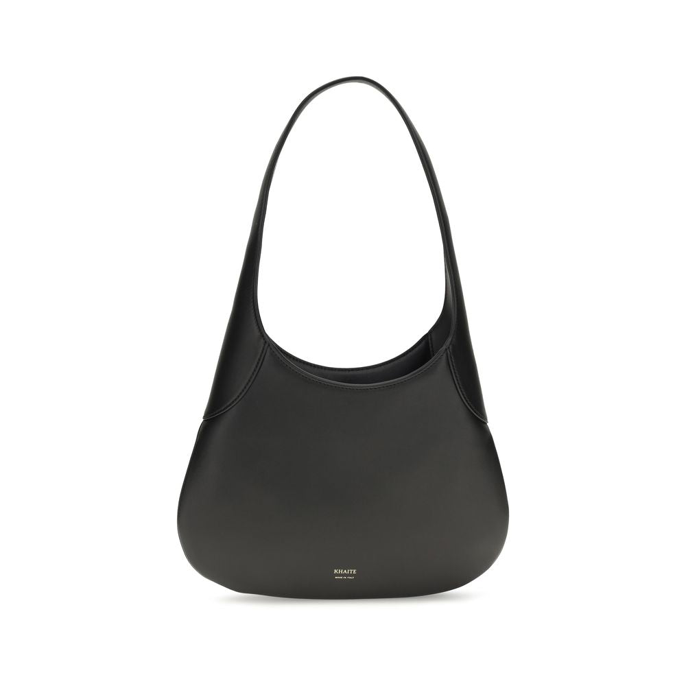 Khaite Black Calf Leather Hobo Shoulder Bag