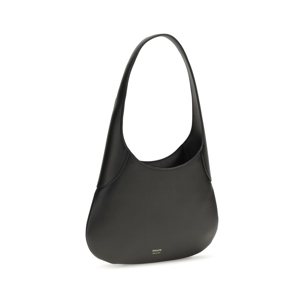 Khaite Black Calf Leather Hobo Shoulder Bag