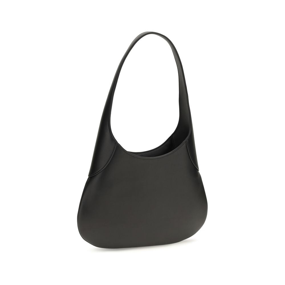 Khaite Black Calf Leather Hobo Shoulder Bag