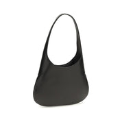 Khaite Black Calf Leather Hobo Shoulder Bag