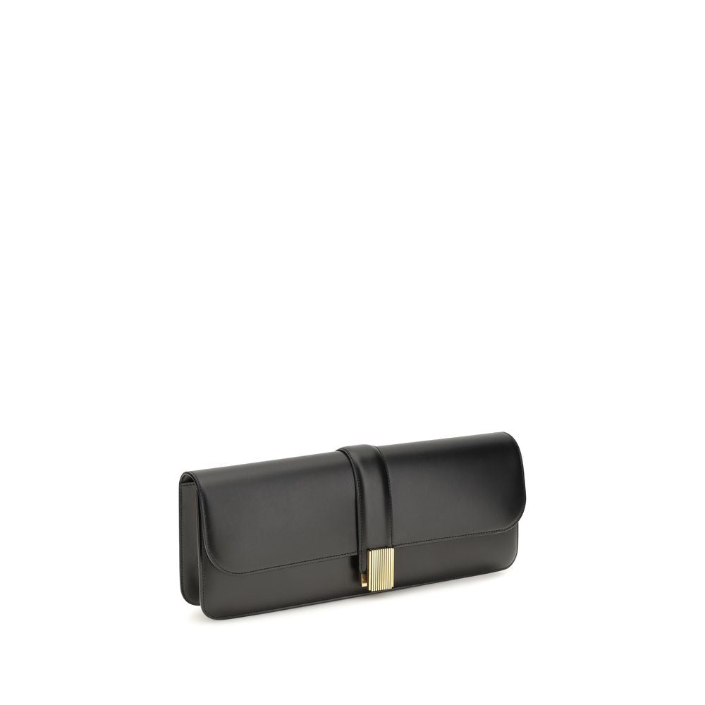 Khaite Black Calf Leather Clutch Bag