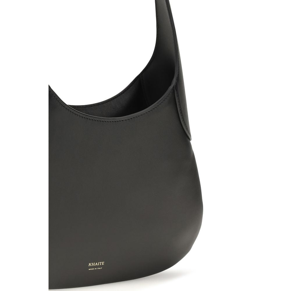 Khaite Black Calf Leather Hobo Shoulder Bag