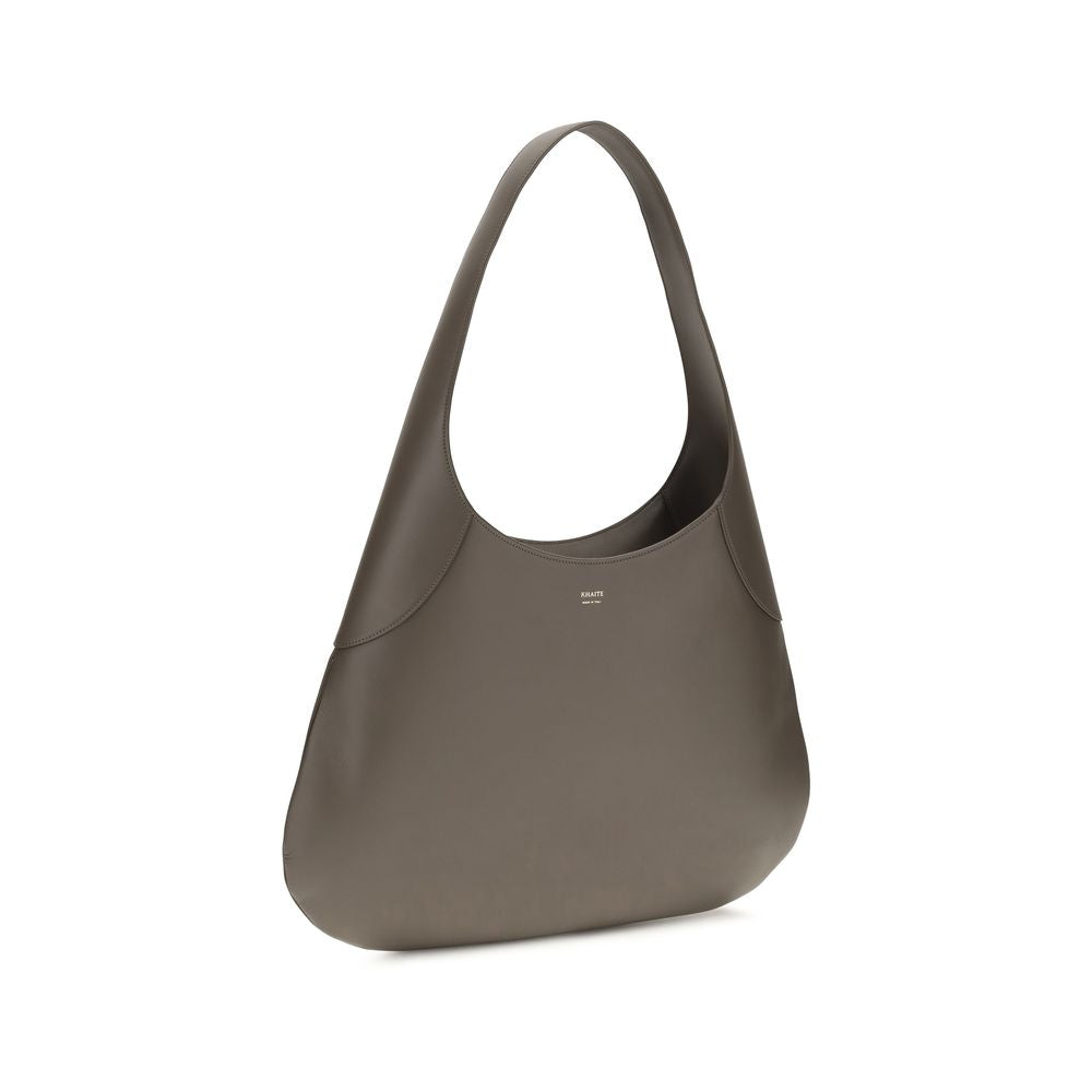 Khaite Gray Calf Leather Hobo Shoulder Bag