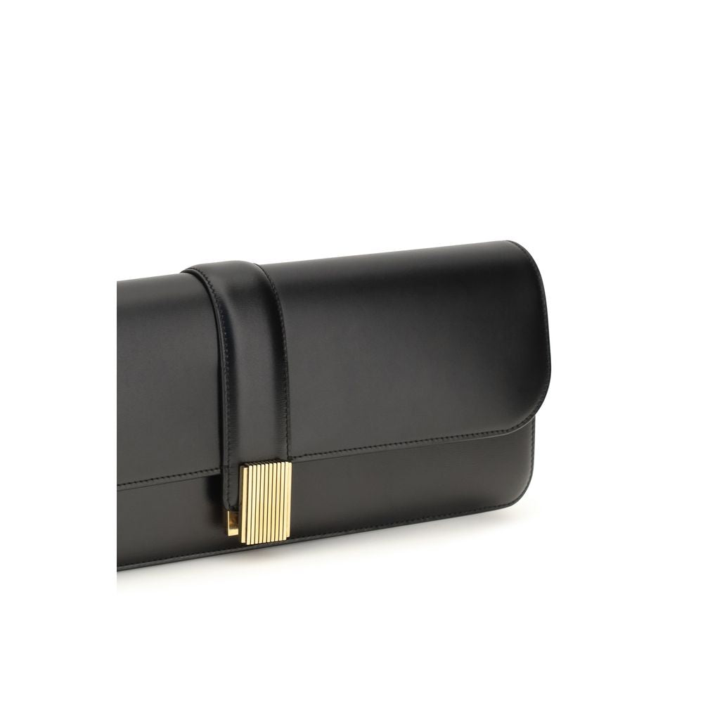 Khaite Black Calf Leather Clutch Bag