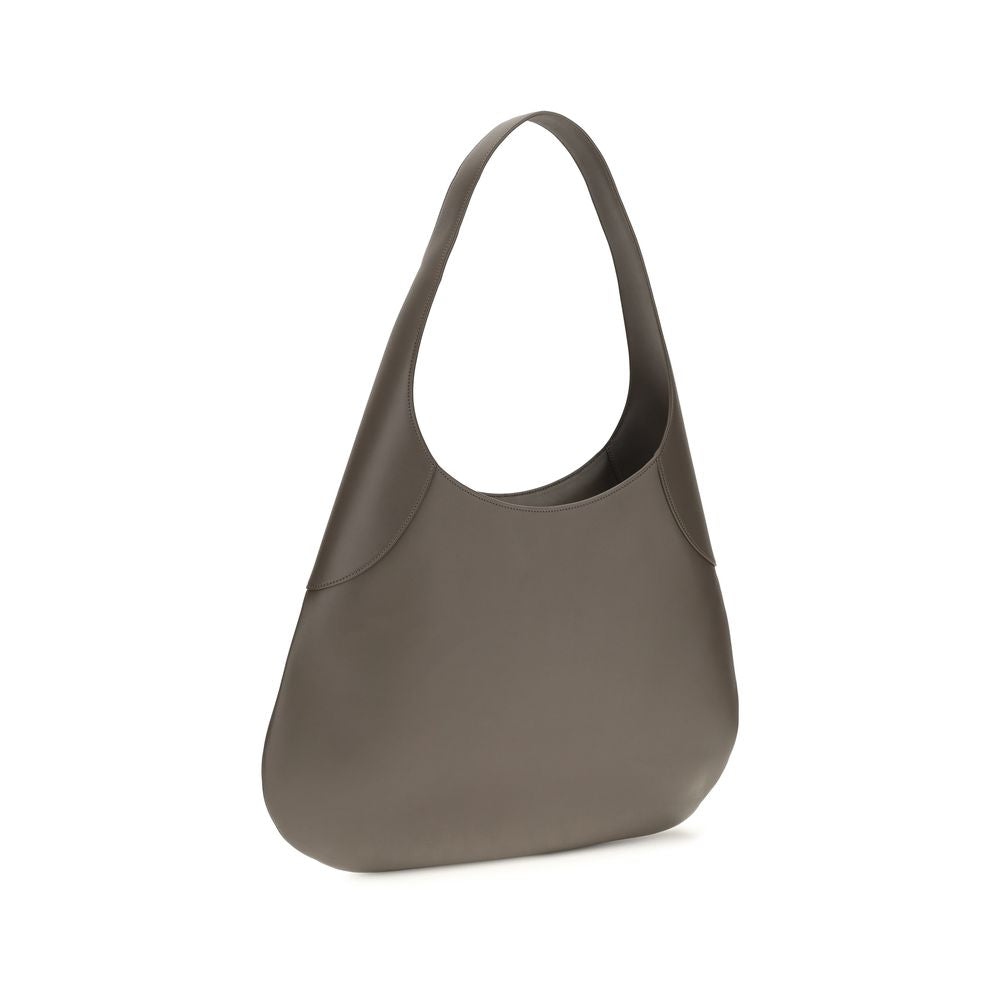 Khaite Gray Calf Leather Hobo Shoulder Bag