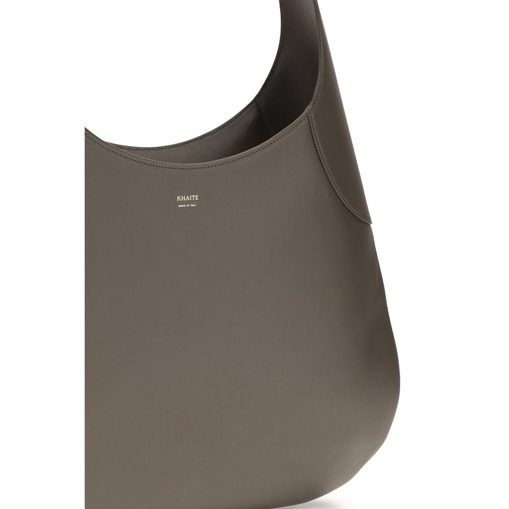 Khaite Gray Calf Leather Hobo Shoulder Bag