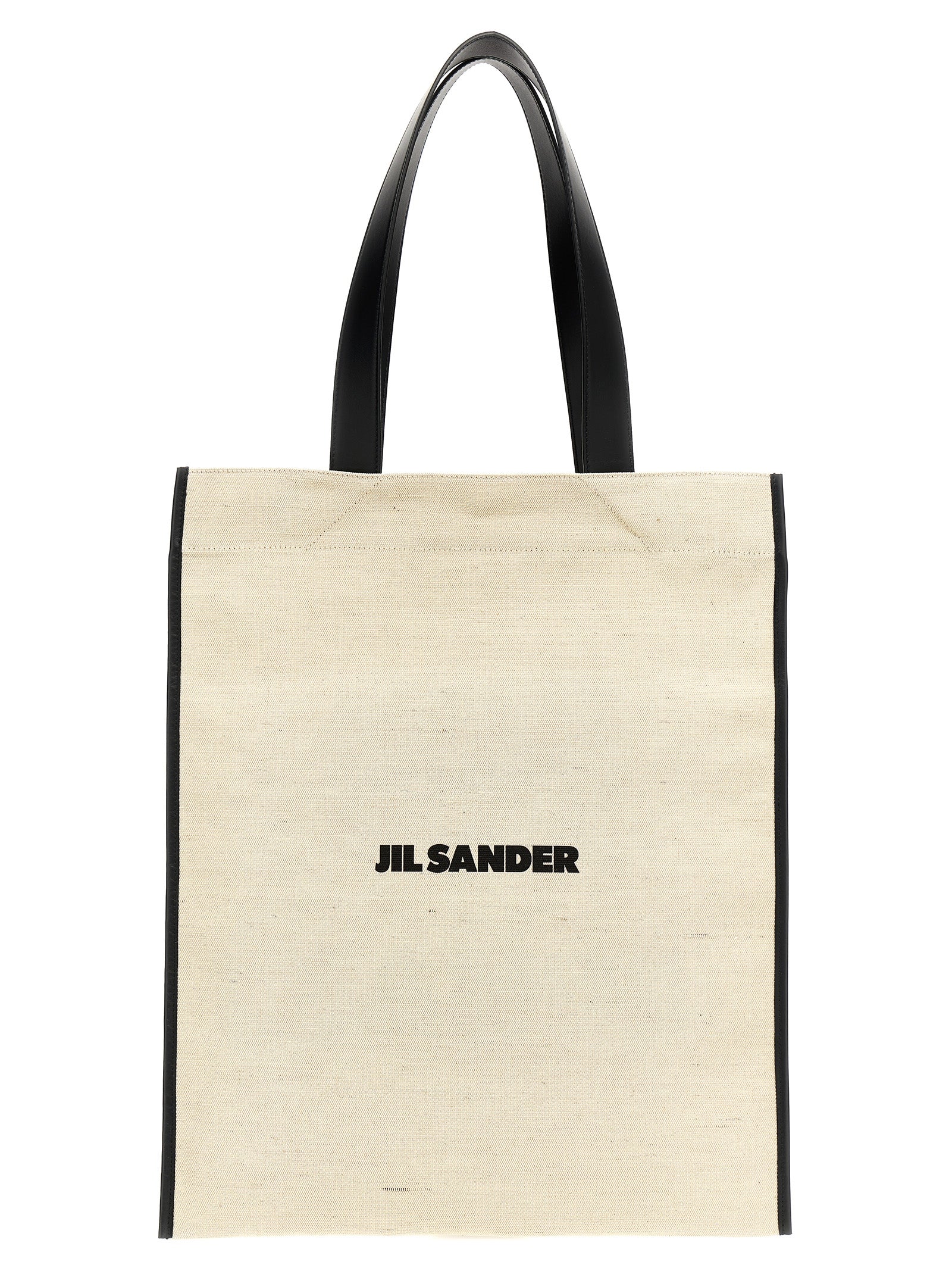Jil Sander White/Black Jute Tote Bag