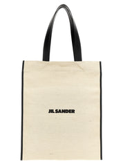 Jil Sander White/Black Jute Tote Bag