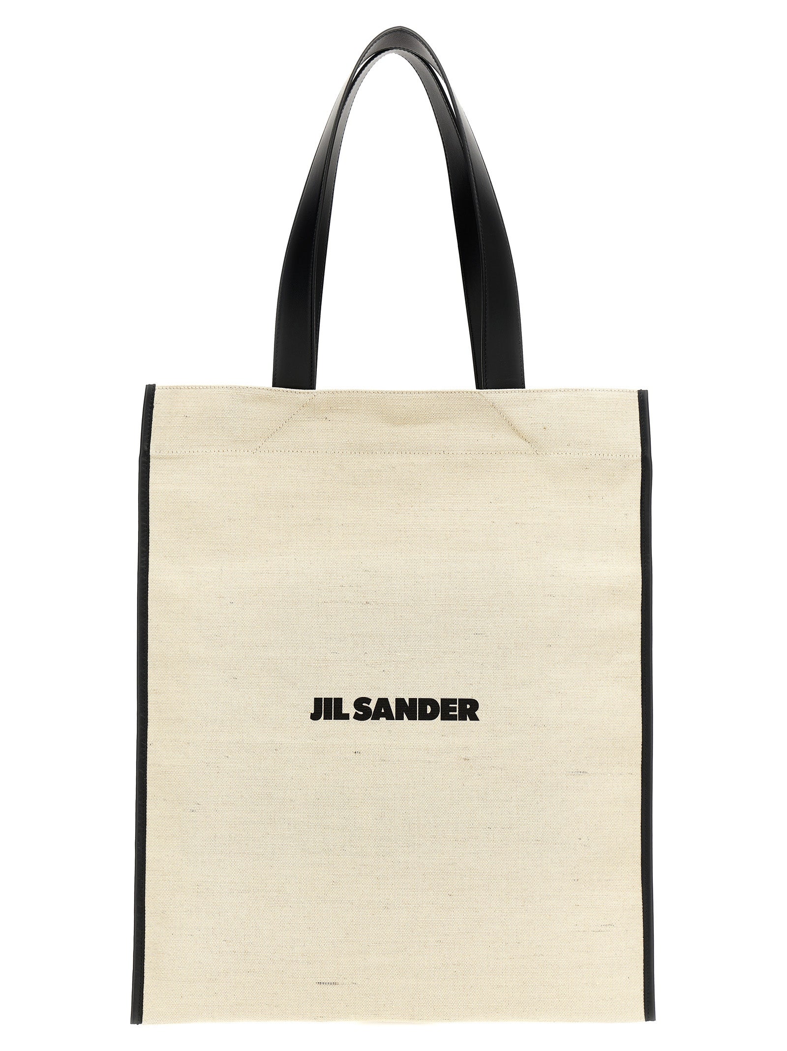 Jil Sander White/Black Cotton Tote Bag