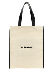 Jil Sander White/Black Cotton Tote Bag