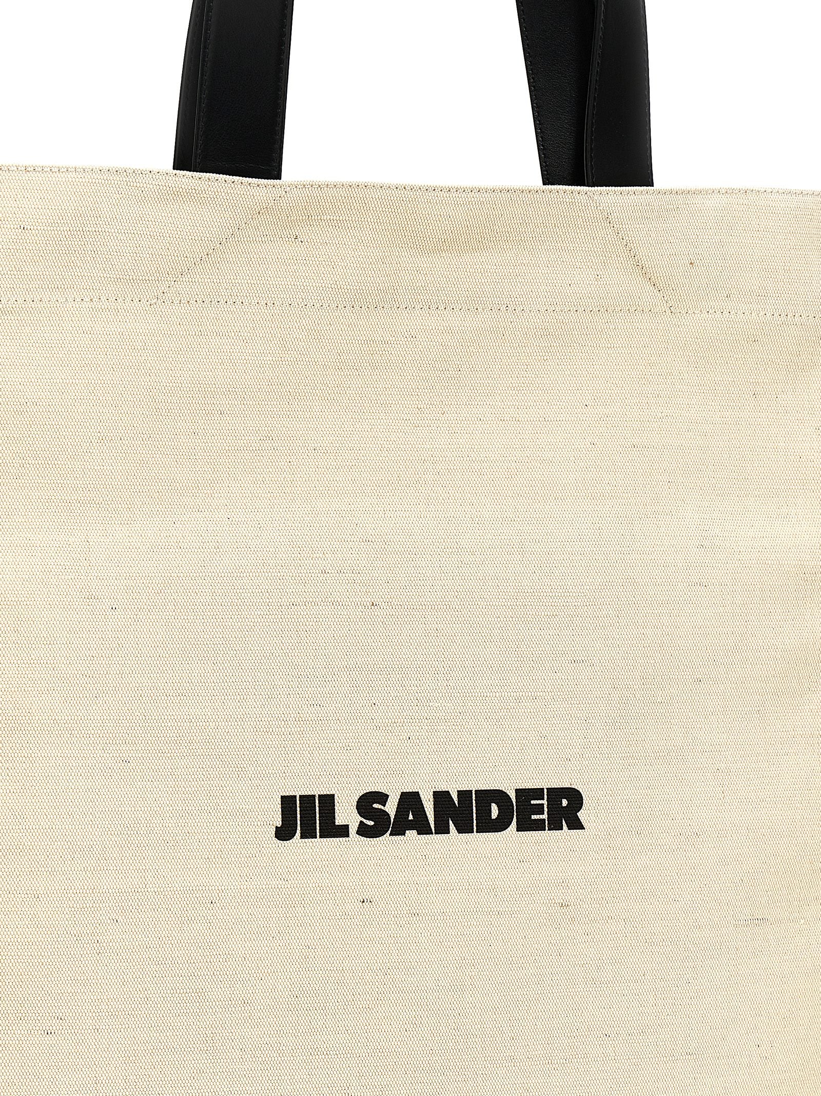 Jil Sander White/Black Jute Tote Bag