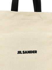 Jil Sander White/Black Jute Tote Bag