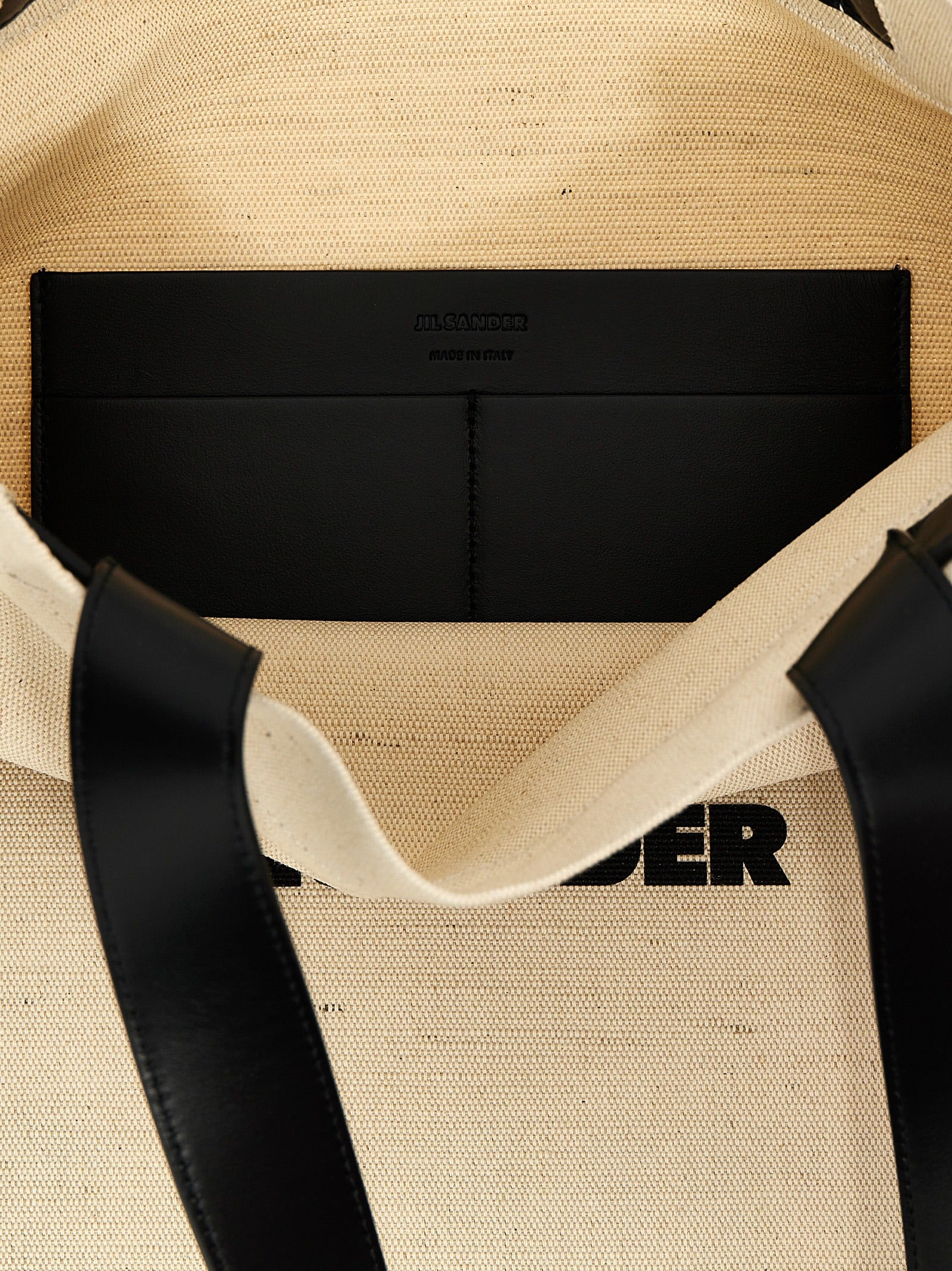 Jil Sander White/Black Jute Tote Bag