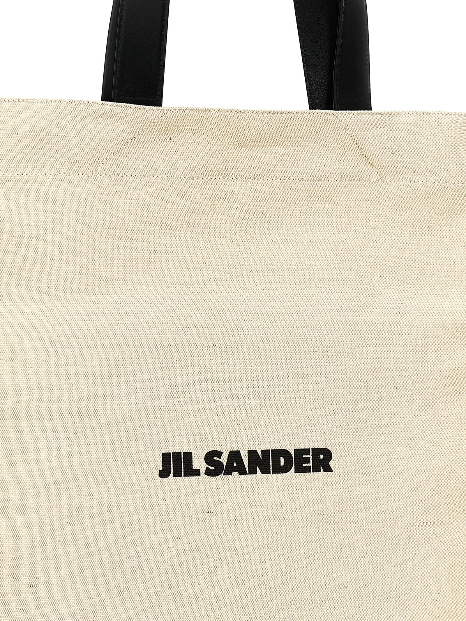 Jil Sander White/Black Cotton Tote Bag