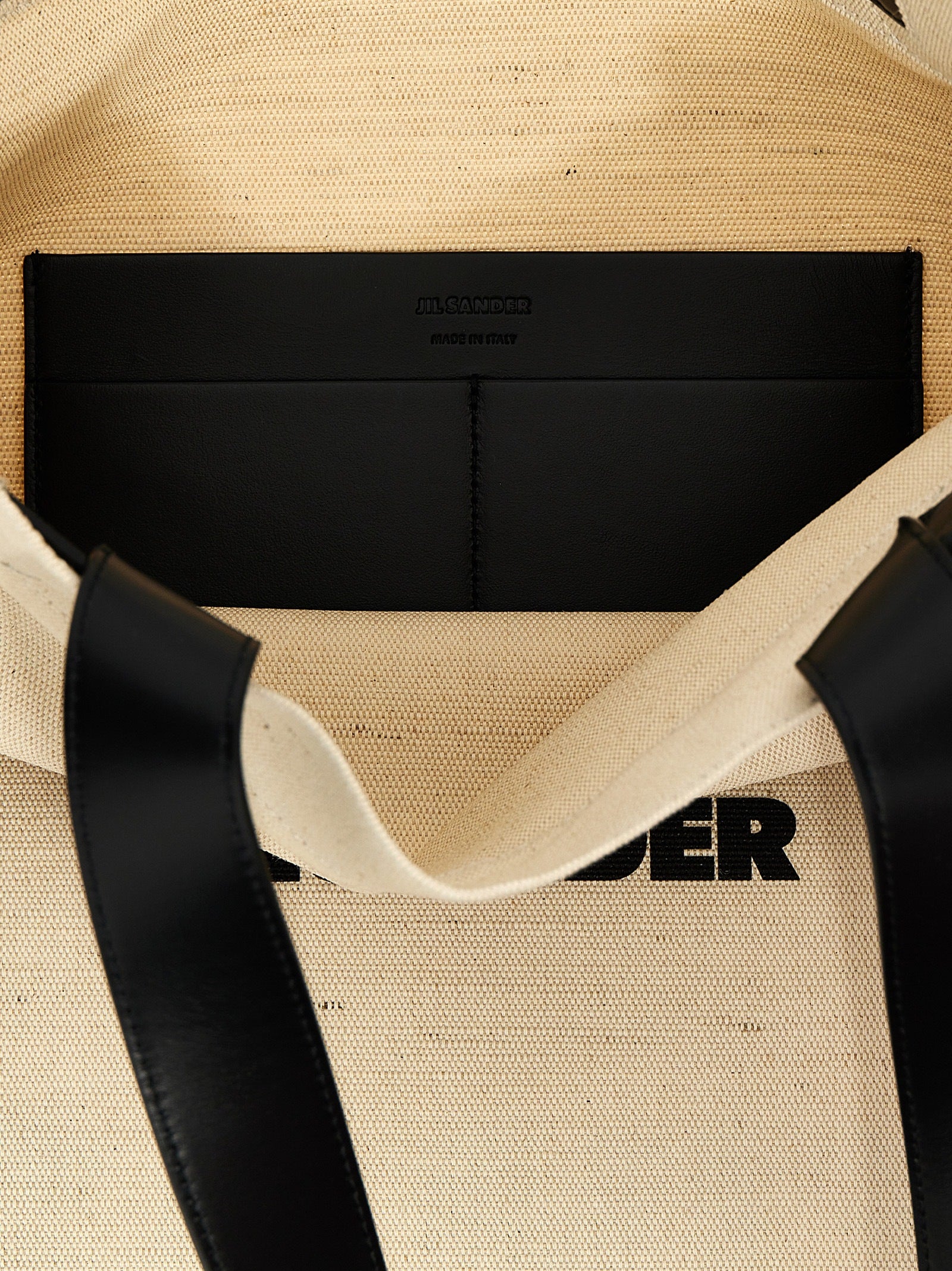 Jil Sander White/Black Cotton Tote Bag
