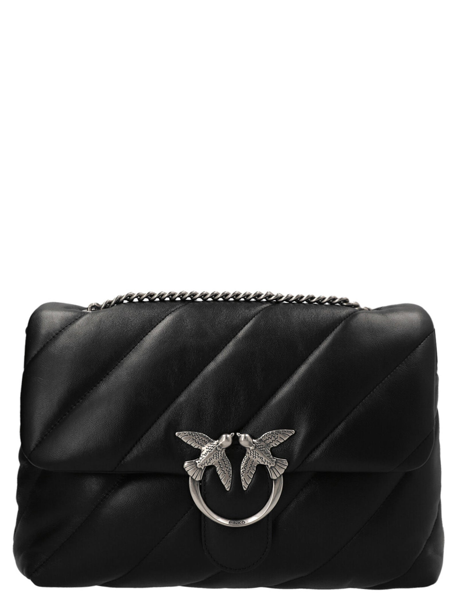 PINKO Black Lamb Leather Crossbody Bag