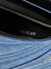 Mugler Blue Calfskin Shoulder Bag