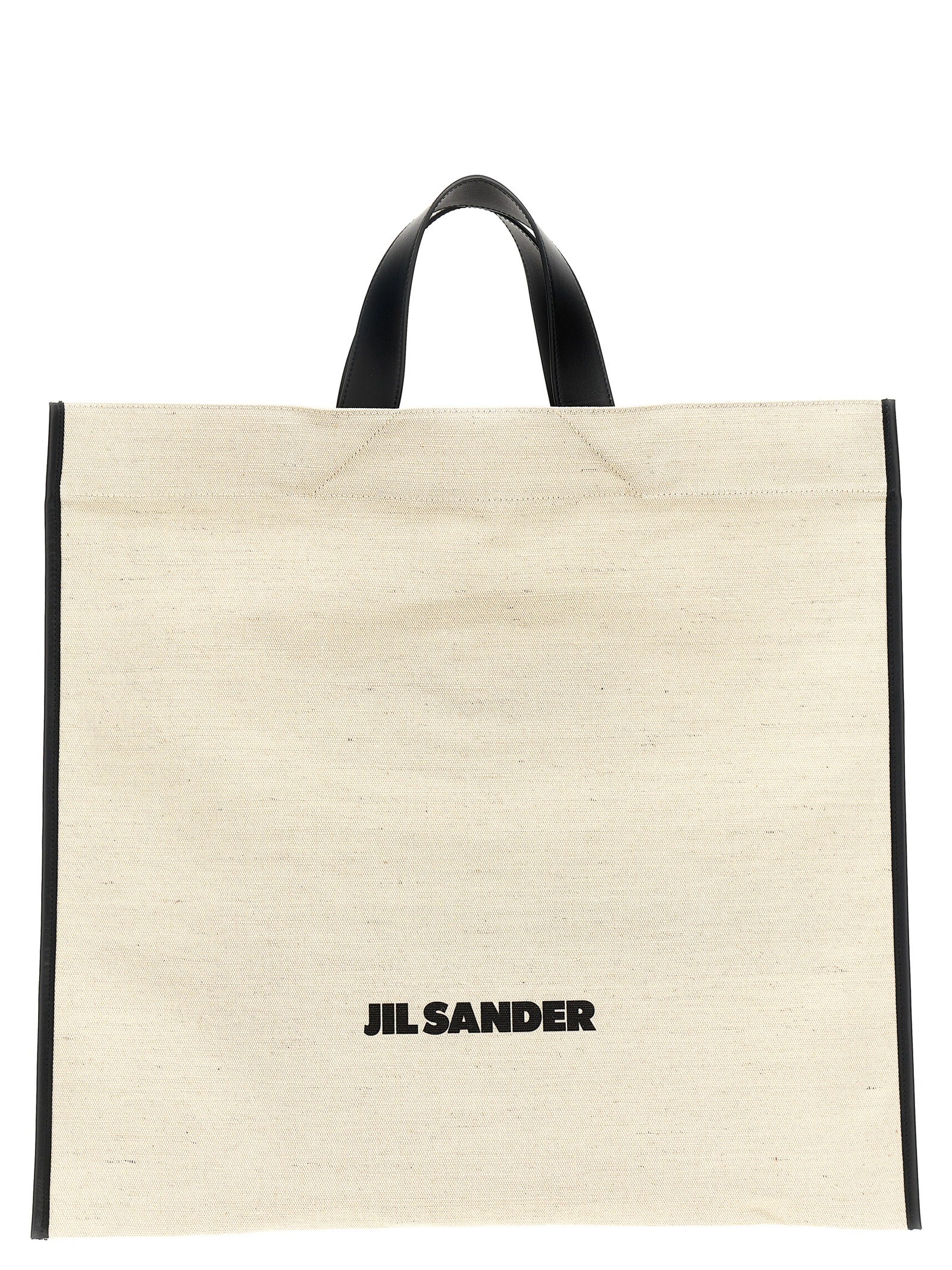 Jil Sander White/Black Jute Tote Bag