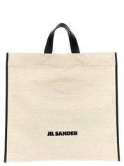 Jil Sander White/Black Jute Tote Bag