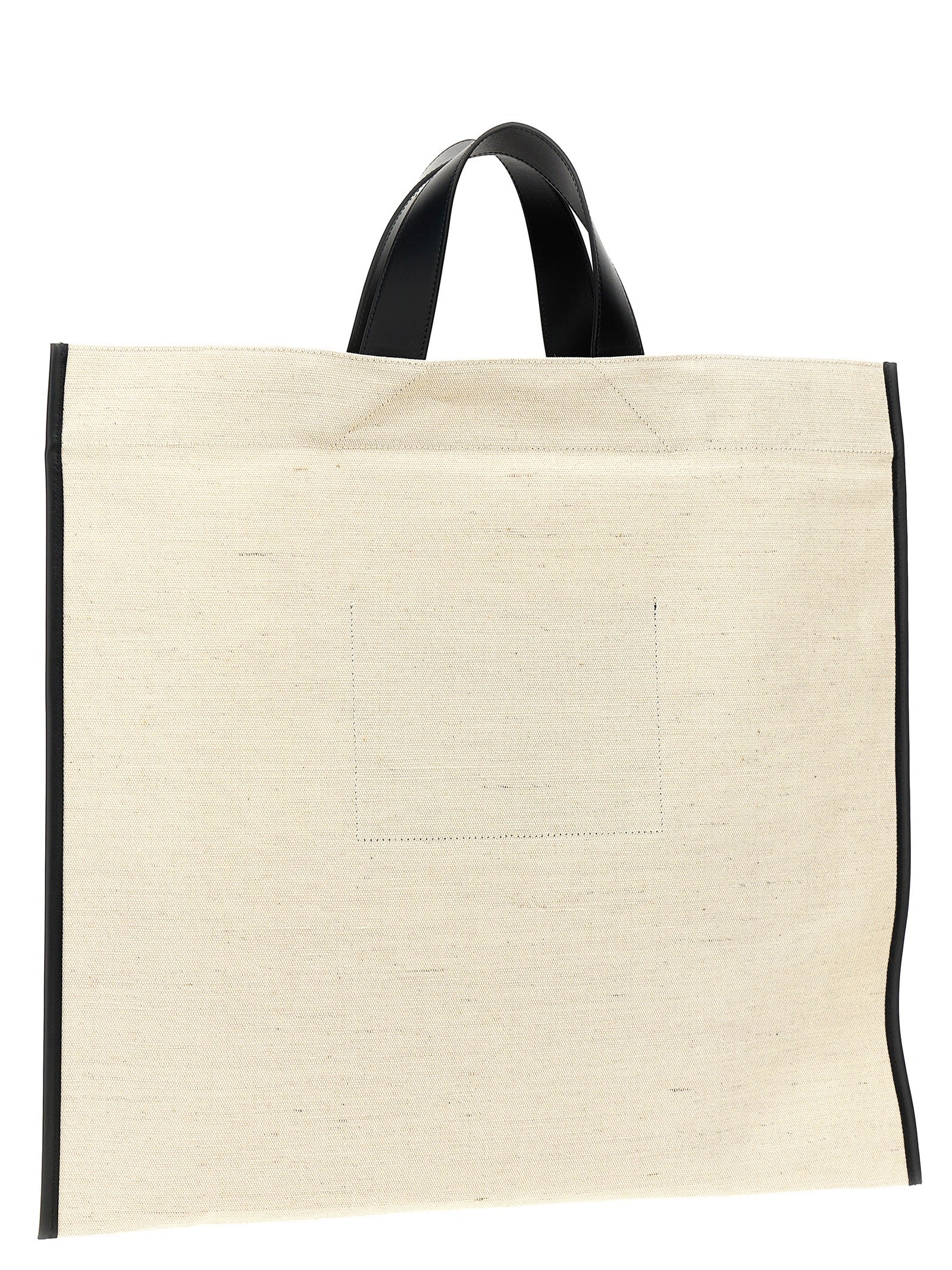 Jil Sander White/Black Jute Tote Bag
