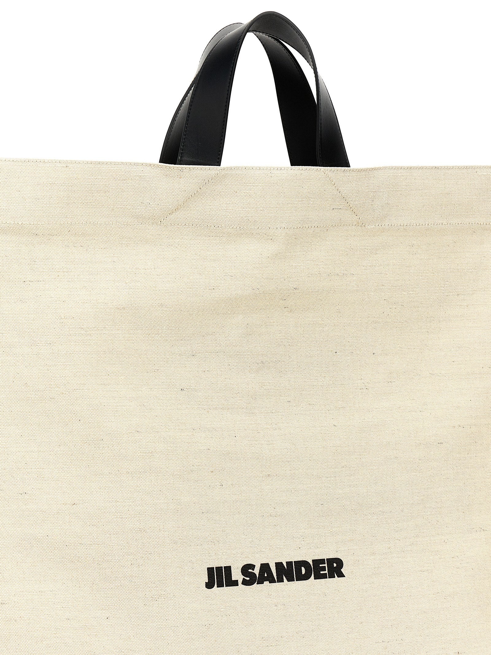 Jil Sander White/Black Jute Tote Bag