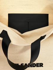 Jil Sander White/Black Jute Tote Bag