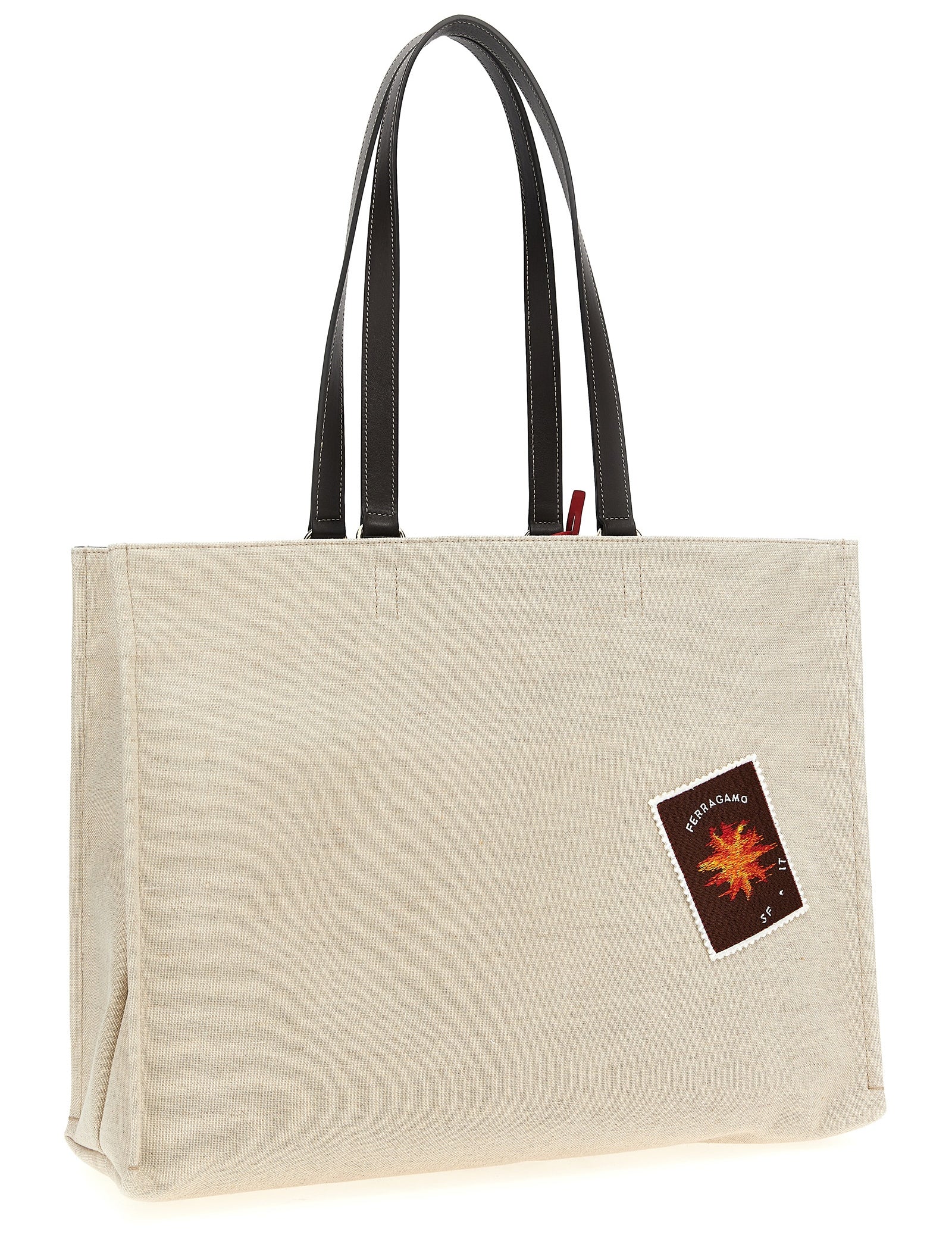Ferragamo Beige Jacquard Fabric Tote Bag