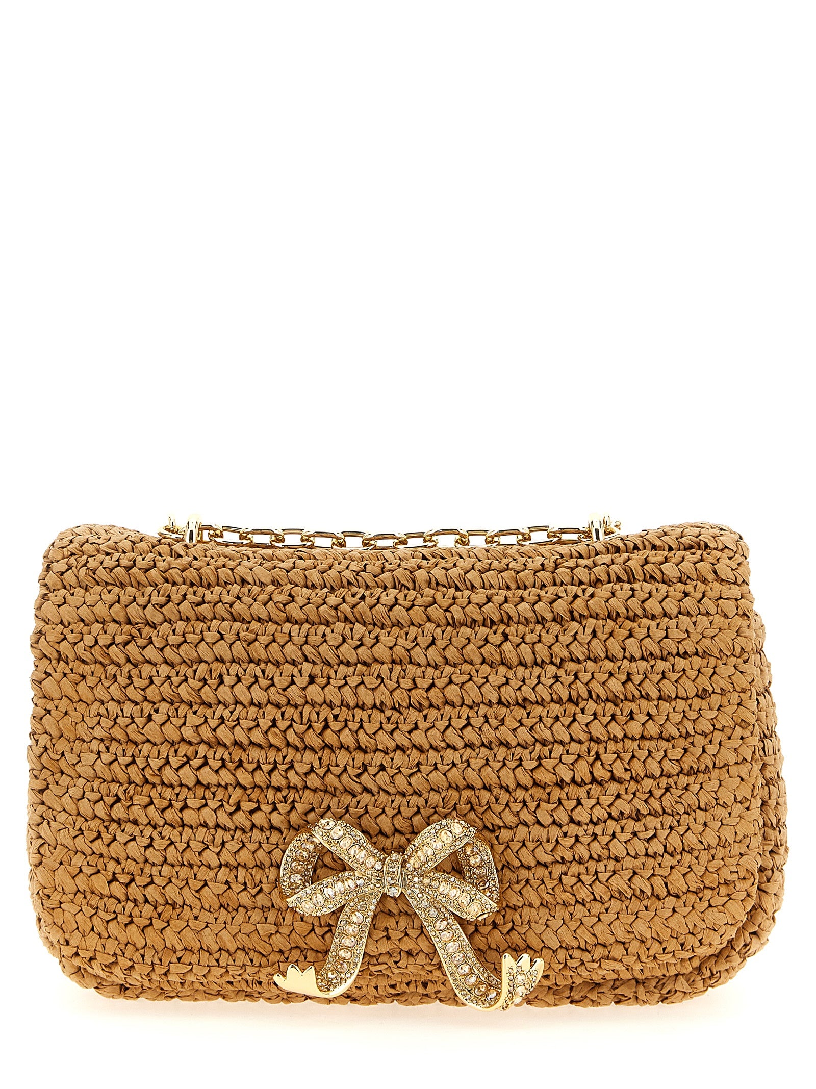Self-Portrait Beige Raffia Shoulder Bag