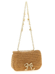 Self-Portrait Beige Raffia Shoulder Bag