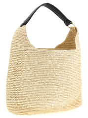 Maison Michel Beige Raffia Shoulder Bag