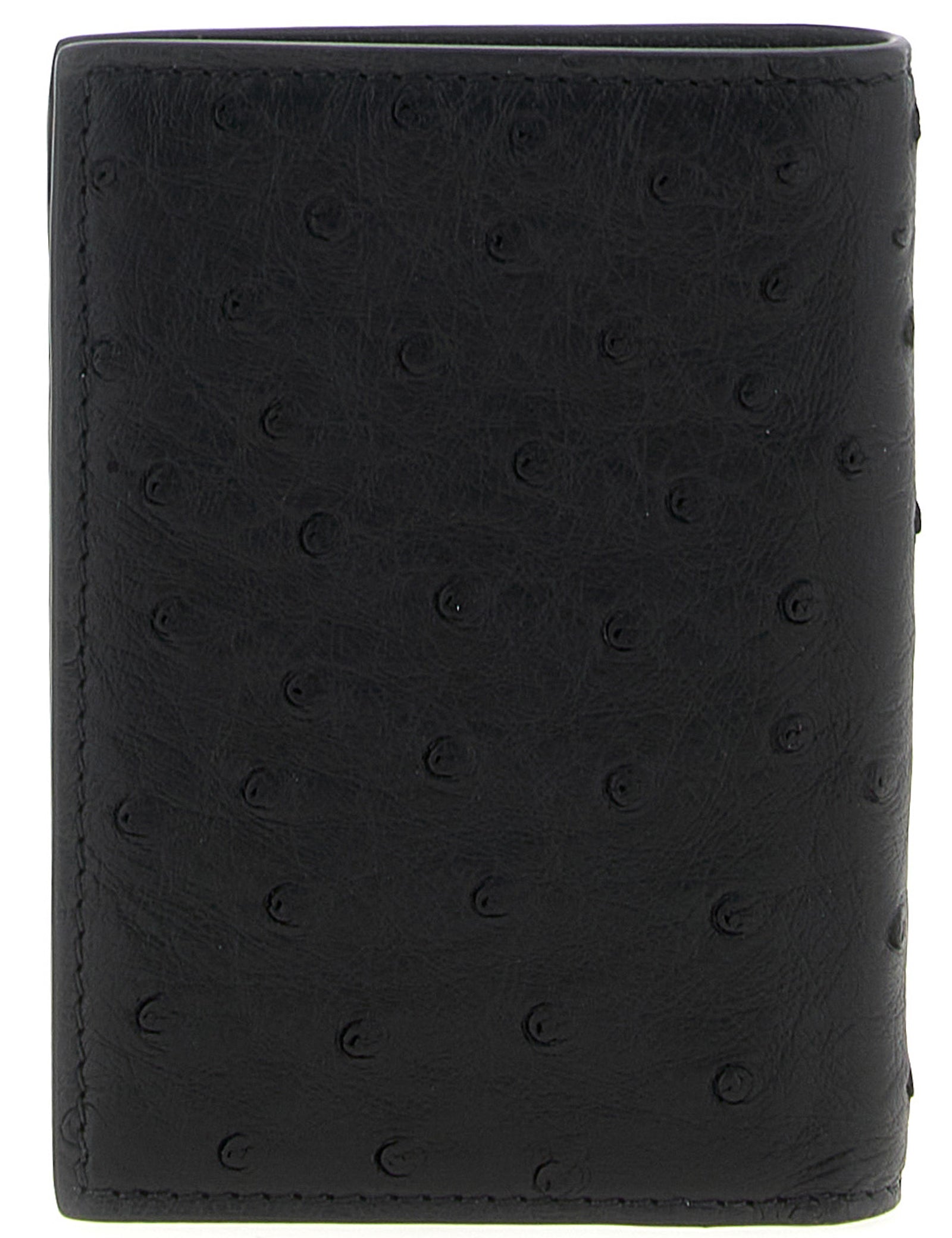 Valentino Garavani Black Ostrich Leather Cardholder