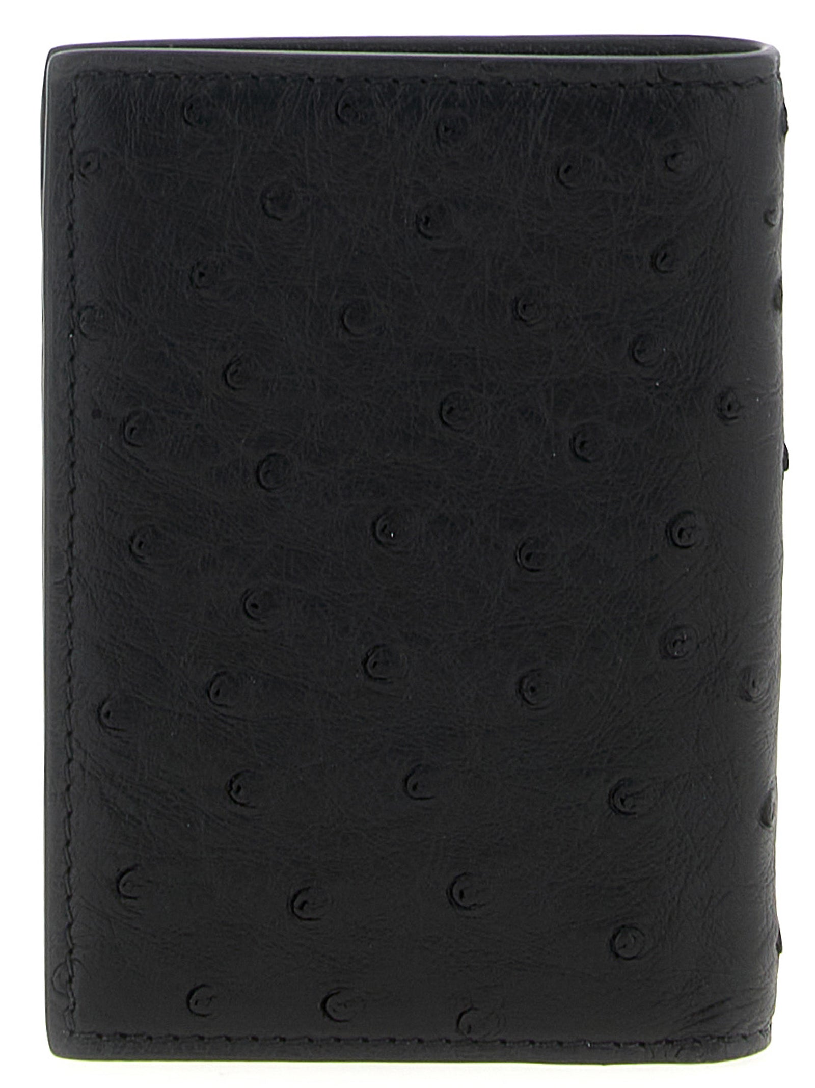Valentino Garavani Black Ostrich Leather Cardholder