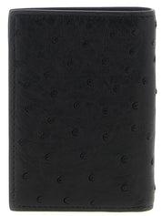 Valentino Garavani Black Ostrich Leather Cardholder