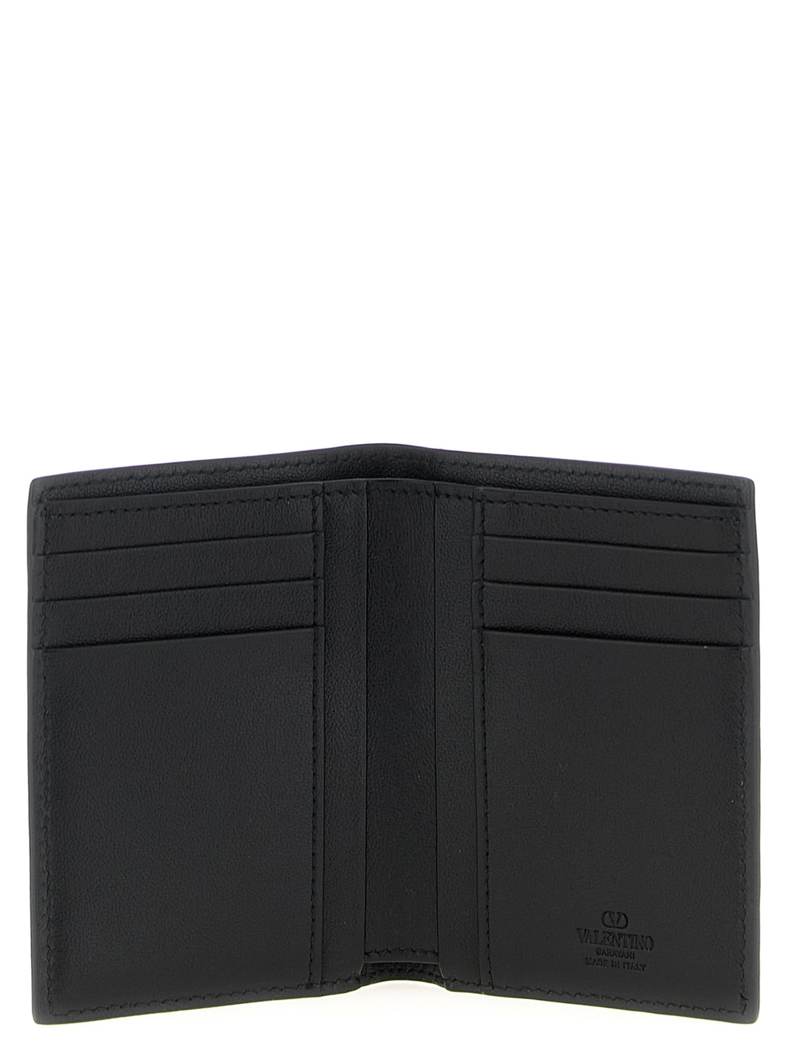 Valentino Garavani Black Ostrich Leather Cardholder