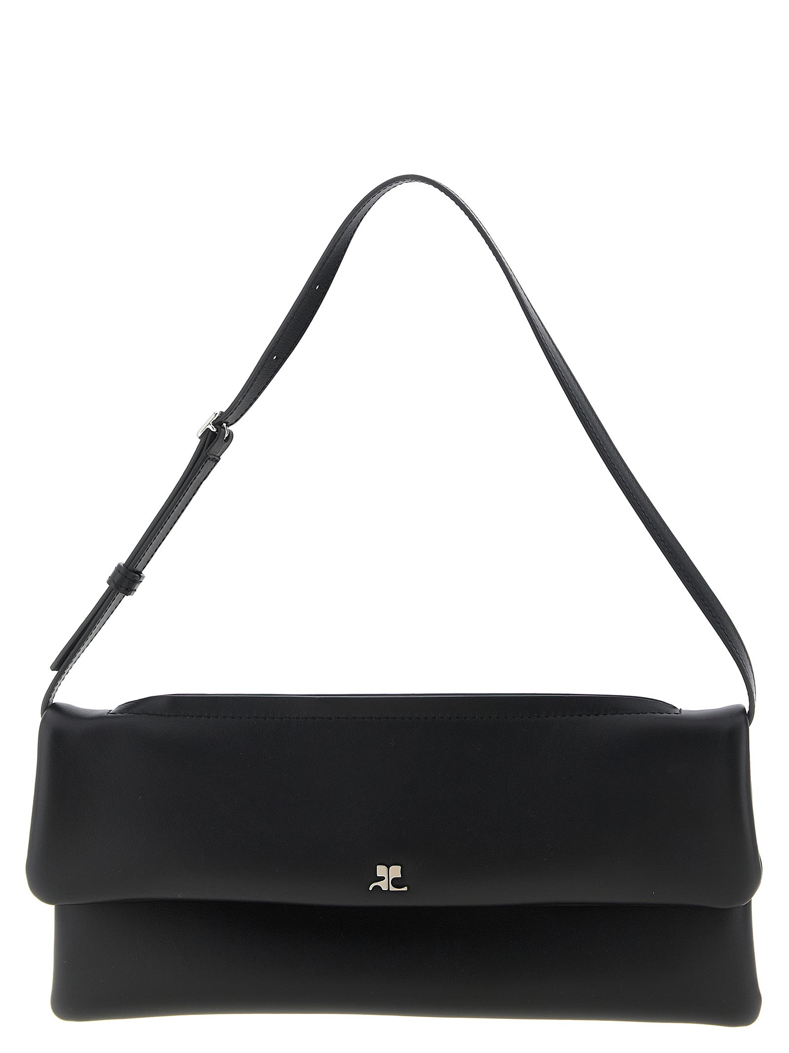 Courrèges Black Cow Leather Clutch Bag