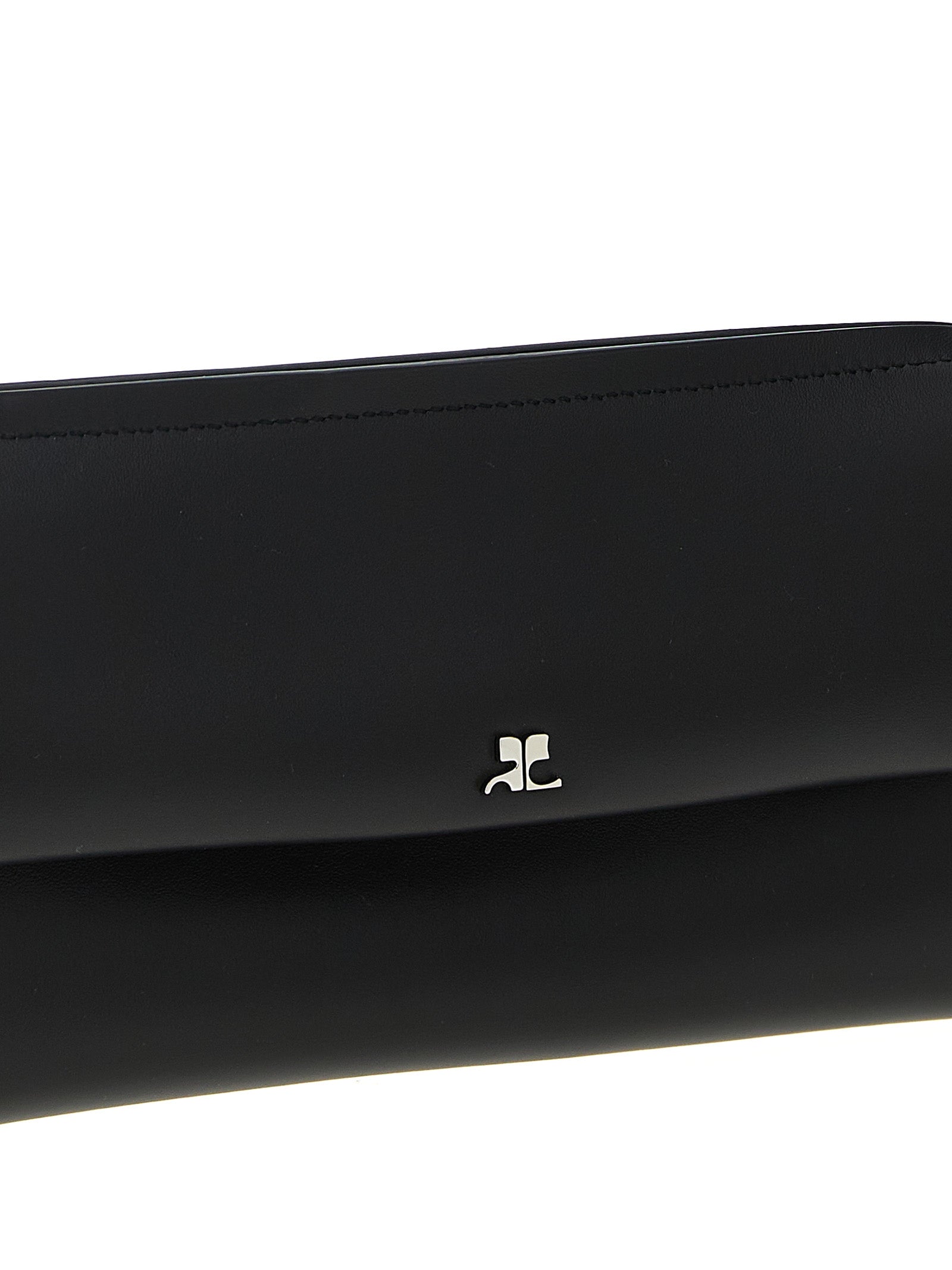 Courrèges Black Cow Leather Clutch Bag