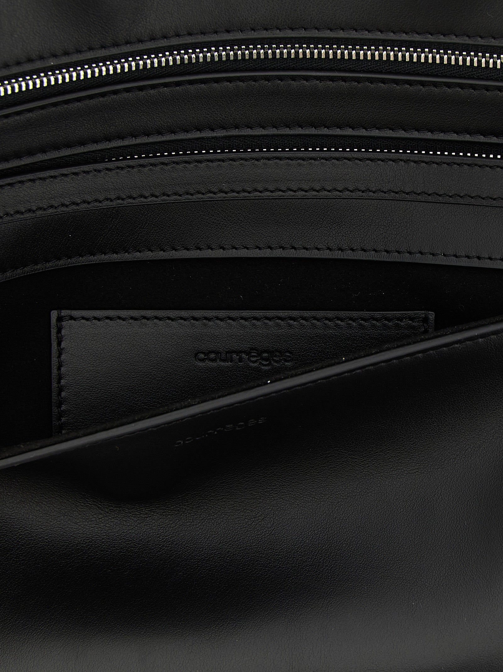 Courrèges Black Cow Leather Clutch Bag